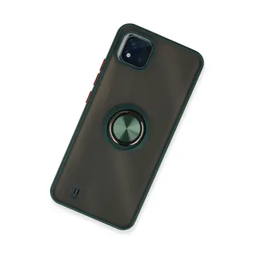 Realme C11 2021 Kılıf Montreal Yüzüklü Silikon Kapak - Yeşil
