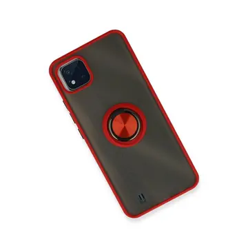 Realme C11 2021 Kılıf Montreal Yüzüklü Silikon Kapak - Kırmızı