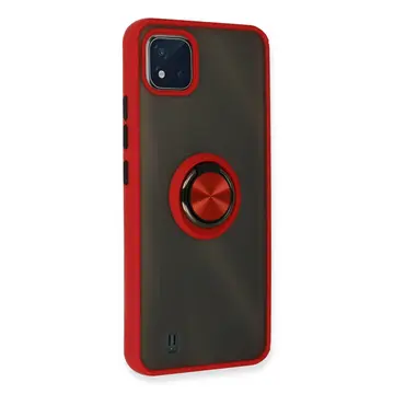 Realme C11 2021 Kılıf Montreal Yüzüklü Silikon Kapak - Kırmızı