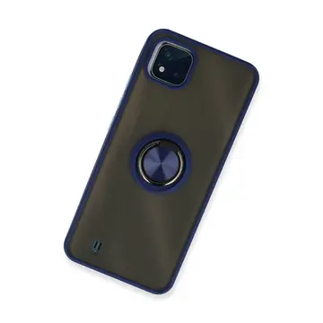Realme C11 2021 Kılıf Montreal Yüzüklü Silikon Kapak - Lacivert