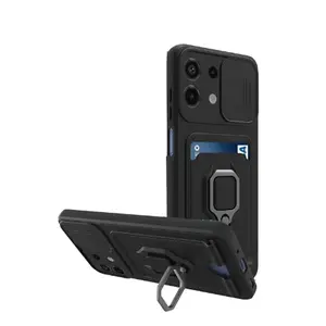 Xiaomi Redmi Note 13 4g Kılıf Zuma Kartvizitli Yüzüklü Silikon - Siyah