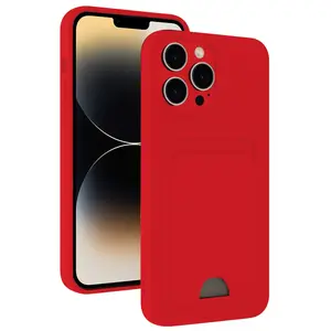 İphone 13 Pro Kılıf Kelvin Kartvizitli Silikon - Kırmızı