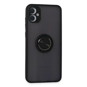 Samsung Galaxy A05 Kılıf Montreal Yüzüklü Silikon Kapak - Siyah