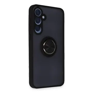 Samsung Galaxy A25 5g Kılıf Montreal Yüzüklü Silikon Kapak - Siyah