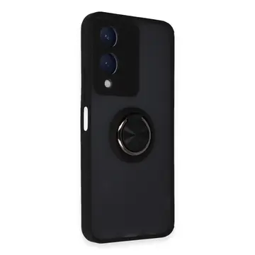 Vivo Y17s Kılıf Montreal Yüzüklü Silikon Kapak - Siyah
