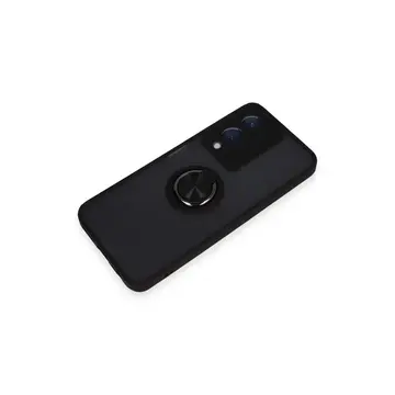 Vivo Y17s Kılıf Montreal Yüzüklü Silikon Kapak - Siyah