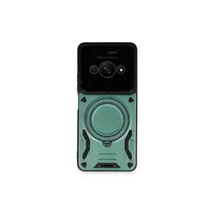 Xiaomi Poco C61 Kılıf Joy Lens Standlı Kapak - Koyu Yeşil