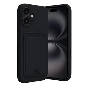İphone 16 Kılıf Kelvin Kartvizitli Silikon - Siyah