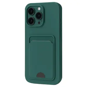 İphone 16 Pro Kılıf Kelvin Kartvizitli Silikon - Koyu Yeşil