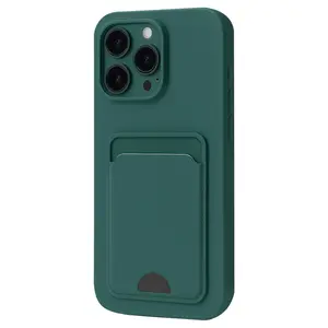 İphone 16 Plus Kılıf Kelvin Kartvizitli Silikon - Koyu Yeşil
