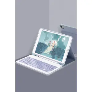 İpad 10.2 (9.nesil) Kılıf Kc01 Smart Klavyeli Tablet Kılıfı - Lacivert