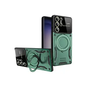 Samsung Galaxy S25 Ultra Kılıf Joy Lens Standlı Kapak - Koyu Yeşil