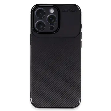 İphone 16 Pro Kılıf Auto Focus Karbon Kapak - Siyah