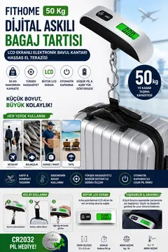 Fithome 50 Kg Dijital Askılı Bagaj Tartısı Lcd Ekranlı Elektronik Bavul Kantarı Hassas El Terazisi