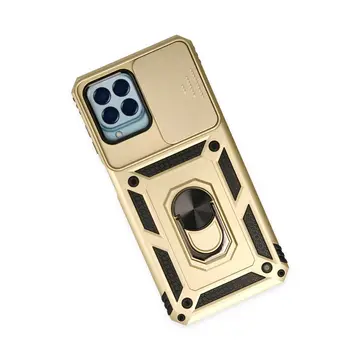 Newface Samsung Galaxy M33 Kılıf Pars Lens Yüzüklü Silikon - Gold