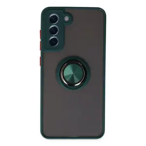 Newface Samsung Galaxy S21 Fe Kılıf Montreal Yüzüklü Silikon Kapak - Yeşil