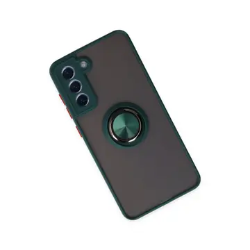 Newface Samsung Galaxy S21 Fe Kılıf Montreal Yüzüklü Silikon Kapak - Yeşil