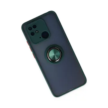 Newface Xiaomi Redmi 10c Kılıf Montreal Yüzüklü Silikon Kapak - Yeşil