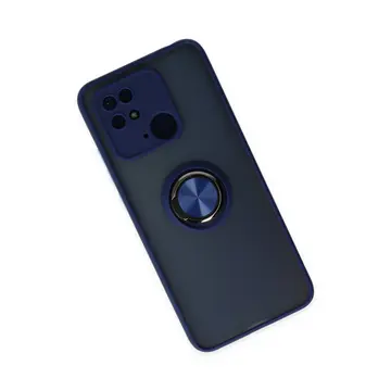 Newface Xiaomi Redmi 10c Kılıf Montreal Yüzüklü Silikon Kapak - Lacivert