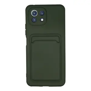 Xiaomi Mi 11 Kılıf Kelvin Kartvizitli Silikon - Koyu Yeşil