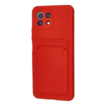 Xiaomi Mi 11 Lite Kılıf Kelvin Kartvizitli Silikon - Kırmızı