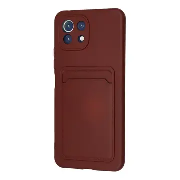 Xiaomi Mi 11 Lite Kılıf Kelvin Kartvizitli Silikon - Bordo
