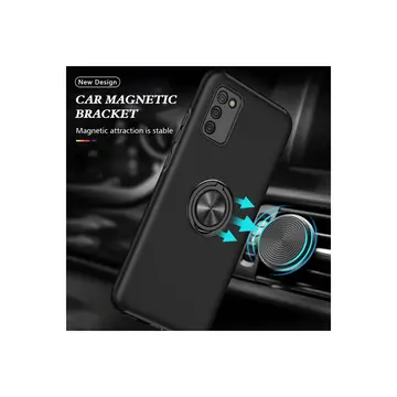 Samsung Galaxy A02s Kılıf Elit Yüzüklü Kapak - Siyah