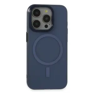 İphone 15 Pro Kılıf Anka Pc Magneticsafe Sert Metal Kapak - Lacivert