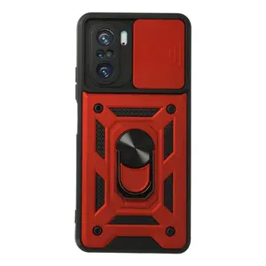 Xiaomi Poco F3 Kılıf Pars Lens Yüzüklü Silikon - Kırmızı