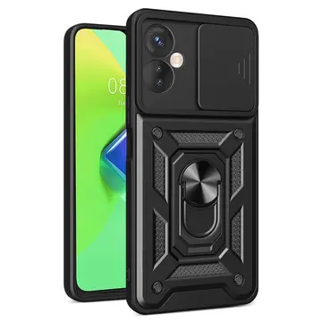 İnfinix Hot 30 4g Kılıf Pars Lens Yüzüklü Silikon - Siyah