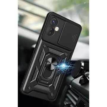 İnfinix Hot 30 4g Kılıf Pars Lens Yüzüklü Silikon - Siyah