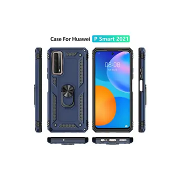 Newface Huawei P Smart 2021 Kılıf Sofya Yüzüklü Silikon Kapak - Lacivert