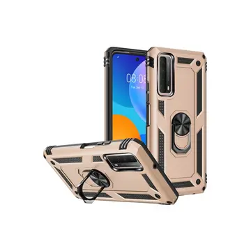 Newface Huawei P Smart 2021 Kılıf Sofya Yüzüklü Silikon Kapak - Gold
