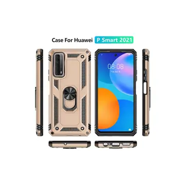 Newface Huawei P Smart 2021 Kılıf Sofya Yüzüklü Silikon Kapak - Gold
