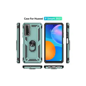 Newface Huawei P Smart 2021 Kılıf Sofya Yüzüklü Silikon Kapak - Yeşil