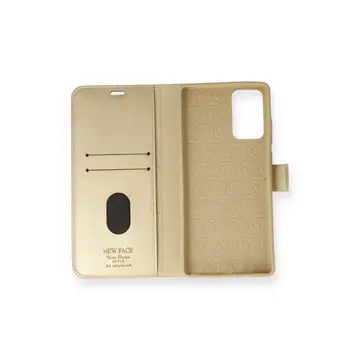 Newface Samsung Galaxy Note 20 Kılıf Trend S Plus Kapaklı Kılıf - Gold