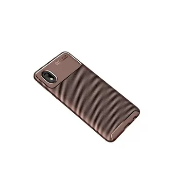 Newface Samsung Galaxy A01 Core Kılıf Auto Focus Karbon Kapak - Kahverengi