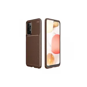 Newface Samsung Galaxy A72 Kılıf Auto Focus Karbon Kapak - Kahverengi