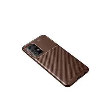 Newface Samsung Galaxy A72 Kılıf Auto Focus Karbon Kapak - Kahverengi