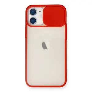 İphone 11 Kılıf Palm Buzlu Kamera Sürgülü Silikon - Kırmızı