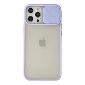 İphone 12 Pro Max Kılıf Palm Buzlu Kamera Sürgülü Silikon - Lila