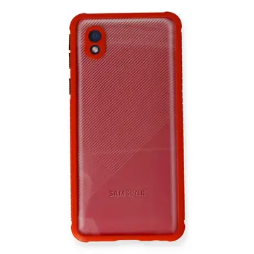 Newface Samsung Galaxy A01 Core Kılıf Miami Şeffaf Silikon - Kırmızı