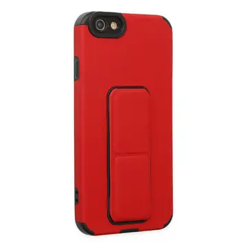 İphone 6 Kılıf Mega Standlı Silikon - Kırmızı