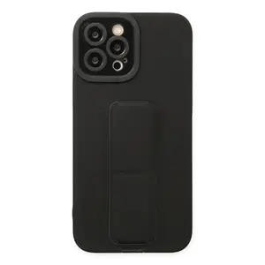 Newface Apple İphone 12 Pro Max Kılıf Mega Standlı Silikon - Siyah