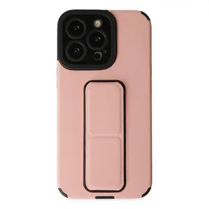 Newface Apple İphone 13 Pro Max Kılıf Mega Standlı Silikon - Pudra