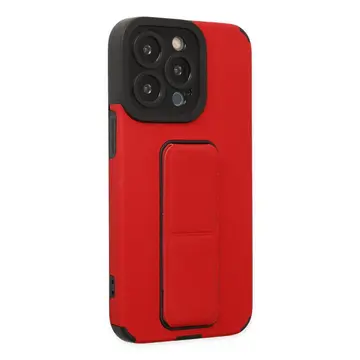 Newface Apple İphone 13 Pro Max Kılıf Mega Standlı Silikon - Kırmızı
