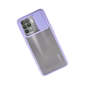 Oppo Reno 5 Lite Kılıf Palm Buzlu Kamera Sürgülü Silikon - Lila