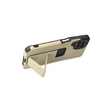 Newface Samsung Galaxy A22 Kılıf Mega Standlı Silikon - Gold