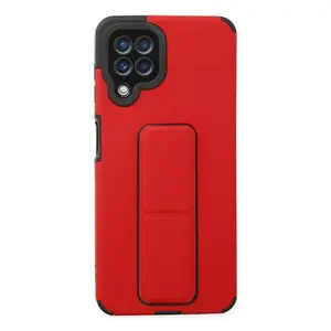 Newface Samsung Galaxy A22 Kılıf Mega Standlı Silikon - Kırmızı