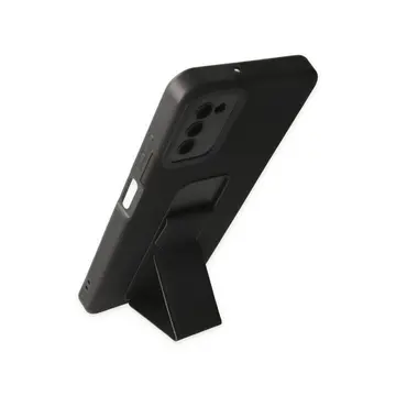 Newface Samsung Galaxy A03s Kılıf Mega Standlı Silikon - Siyah